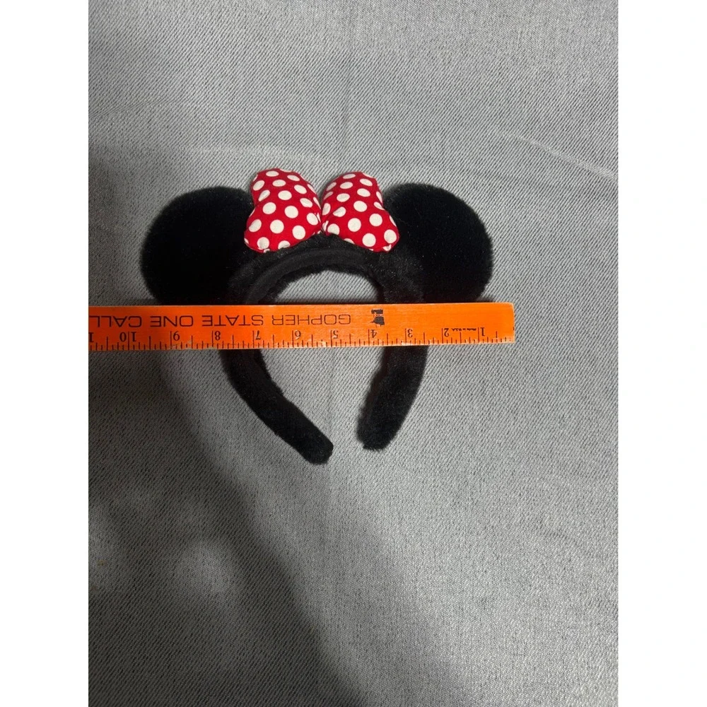 Disney‎ Minnie Mouse Headband OS Black Red Polka Dot Bow Ears Plush Disney World
